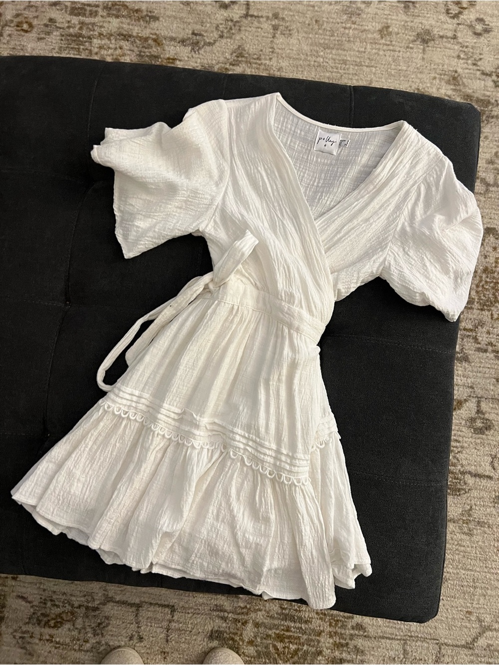 White Textured Wrap Dress by Princess Polly